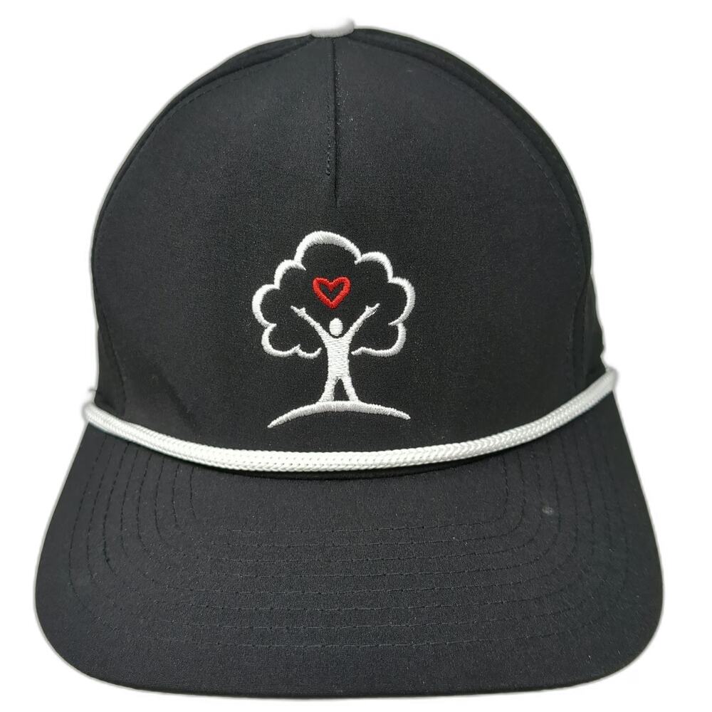Pins & Aces 5 Panel Black One Size Hat Freedom Youth Rope Snapback Logo Golf